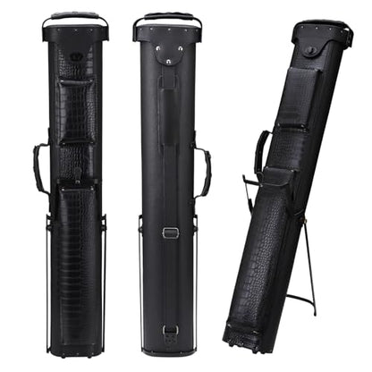 2x4 Pool Cue Case, Hard Pool Cue Case, Billiard Cue Case with Stand, Billiards Accessories Holds 2 Cue Butt and 4 Cue Shafts - color: Black