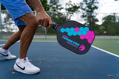 Gamma Pickleball Paddles, Fusion Series, React, Power, Wider Surface Maximizes Hit Potential for All Skill Levels, Indoor/Outdoor Racquet, USAPA Approved Pickleball Paddles - style: Pro Pink
