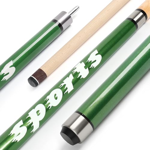 "Sports" Series Jump Break Cue 2-in-1 , 21-28 Oz Break Cue with 14mm Fiberglass Tip ,Professional 58'' Jump Cue Stick Set with Billiards Gloves and Chalks for Powerful Breaking and Skillful Jumping. - color: Green, size: 28 oz