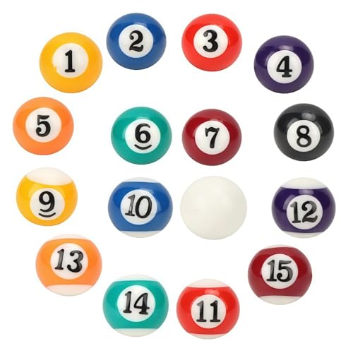 16PCS mini Billiard Balls Set, 25mm (0.98 inches), Suitable for mini Pool Tables, Suitable for Tabletop Gaming, Travel, and Home Entertainment - size: 0.98inch