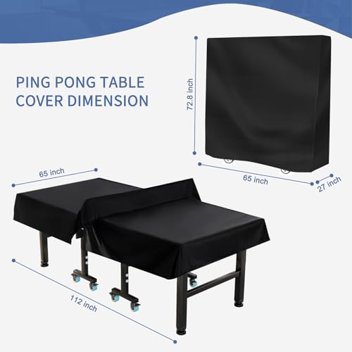 Femuar Outdoor Waterproof Table Tennis Cover, 72.8 x 65 x 27.5 in, Black