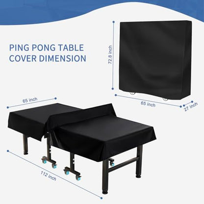 Femuar Outdoor Waterproof Table Tennis Cover, 72.8 x 65 x 27.5 in, Black