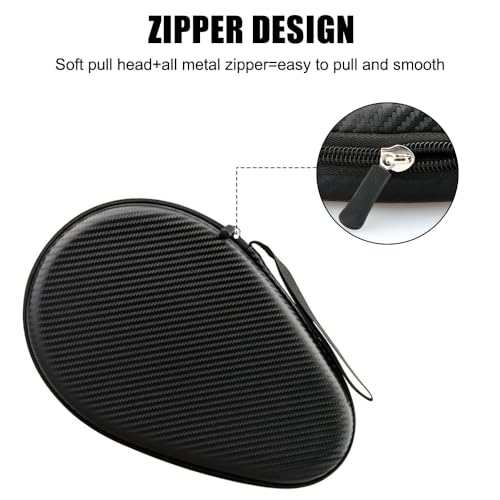 MiOYOOW Table Tennis Racket Case, Hard Shell Ping Pong Storage Bag Ping Pong Paddles Case with Zipper Can Hold 2 Short-Handled Rackets or 1 Long-Handled Racket - color: Straw mat pattern black