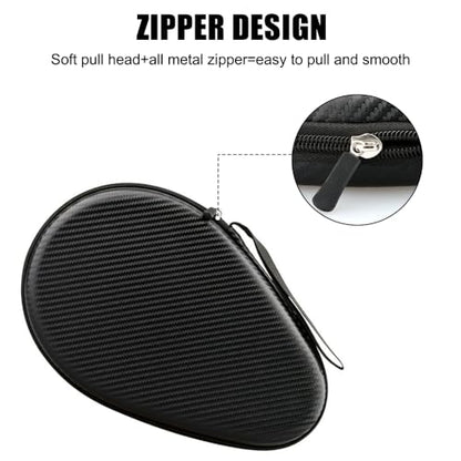 MiOYOOW Table Tennis Racket Case, Hard Shell Ping Pong Storage Bag Ping Pong Paddles Case with Zipper Can Hold 2 Short-Handled Rackets or 1 Long-Handled Racket - color: Straw mat pattern black