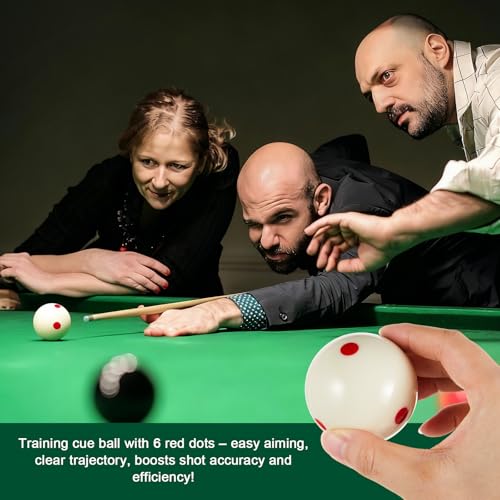 Soulchen 2 Pcs Billiards Cue Ball Snooker Pool Cue Ball 2-1/16" Professional Training for Billiard Pool Table - style: Red Dot