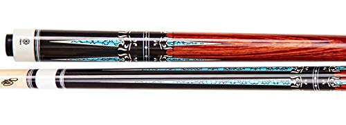 Collapsar CXT Pool Cue with Soft Case,Black with Cream Points and Turquoise,Wrapless Handle 58Inch Professional Pool Stick - color: Cocobolo handle, size: 20 ounce
