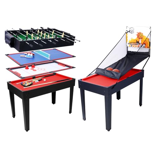 5-in-1 All Sports Game Table - Billiards, Hockey, Foosball, Ping Pong, and Basketball