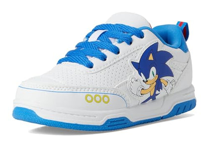Josmo Kids Sonic the Hedgehog Sneakers LED Light Up Shoe (Toddler/Little Kid) - color: White/Blue, size: 4 Big Kid