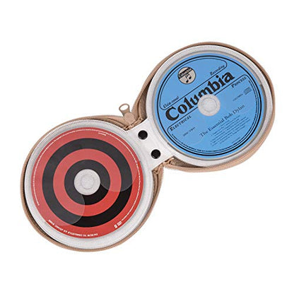 ELEZAY Small CD Case Round Felt 20 Capacity CDs Storage Wallet DVD Disc Holder, Beige - color: B-Beige
