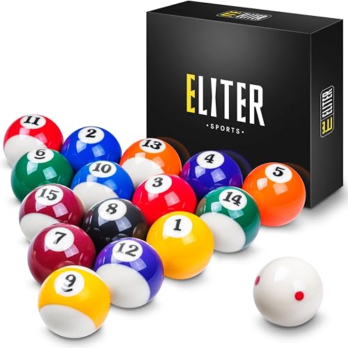 ELITER Pool Balls Set Made of Phenolic Resin – 16 Billiard Balls Standard 2-1/4 Inch (57.2 mm) Regulation Size & Weight – Indoor & Outdoor Compatible - color: [YES]