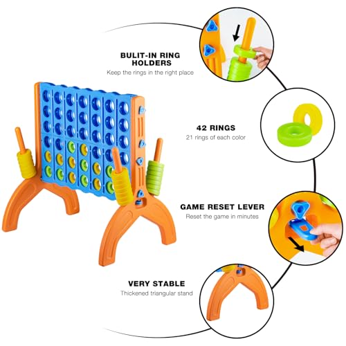 Ayeboovi Giant 4-in-A-Row, Jumbo 4-to-Score Yard Game for Kids and Adults Indoor Outdoor Party Family Connect Games Set with Quick Release Slider & Carrying Bag