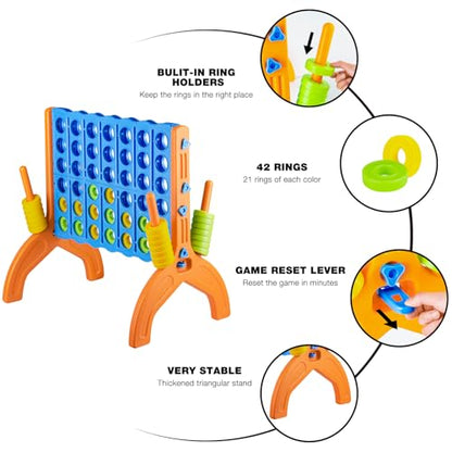 Ayeboovi Giant 4-in-A-Row, Jumbo 4-to-Score Yard Game for Kids and Adults Indoor Outdoor Party Family Connect Games Set with Quick Release Slider & Carrying Bag