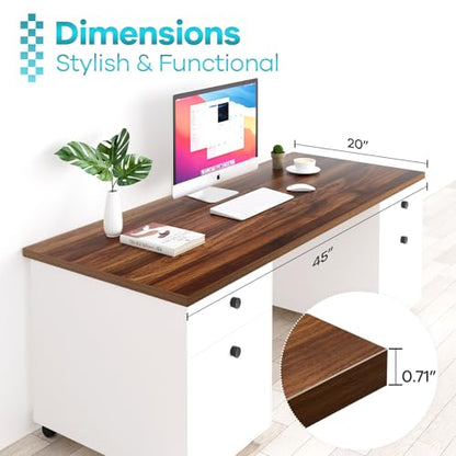 Kaboon Universal Tabletop 45"x20", Solid One-Piece Melamine Table Top, L-Desk Floating Desk DIY, Home and Office, Walnut - color: Dark Walnut, size: 45x20