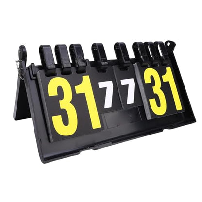 Dioche 4 Digit Flip Scoreboard Portable Tabletop Score Keeper for Table Tennis, Badminton & Sports Cardboard Tally with Secure Compact Folding Design