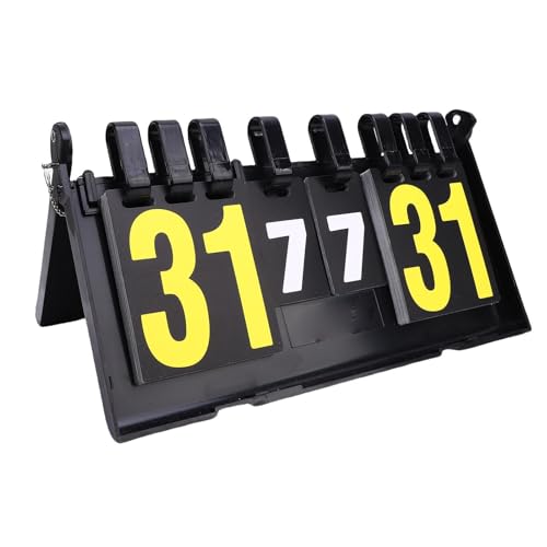 Dioche 4 Digit Flip Scoreboard Portable Tabletop Score Keeper for Table Tennis, Badminton & Sports Cardboard Tally with Secure Compact Folding Design