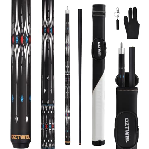 Pool Cue Stick with Case, 12.8mm Glass Fiber Pool Cue Stick, Pool Cue Kit, 58" Professional Pool Cue Set with Gloves, Aerator, 19 Oz - color: Black Triangle
