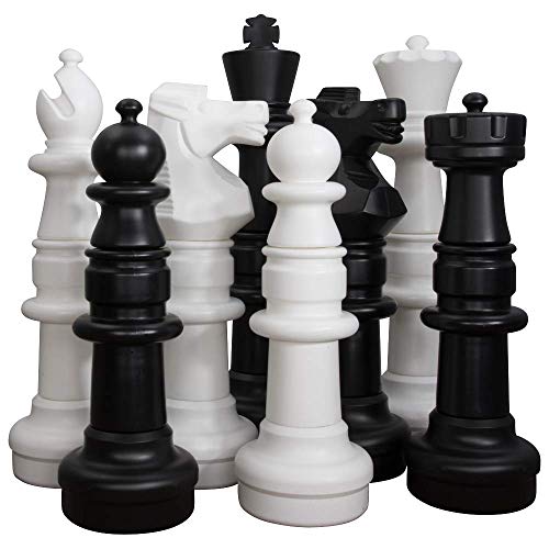 MegaChess Giant Plastic Chess Sets - Black and White - 5 Different Outdoor Giant Chess Sets from 1-Foot to 4 Feet Tall (37 inch King) - size: 37 inch King