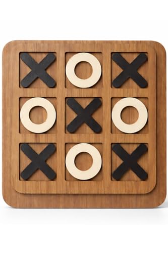Wooden Tic Tac Toe Game for Kids (8"X8") | Wood XOXO Table Games -Birthday Return Gift, Xo X o Puzzle Board Game for Adults- Useful, Small Mini, Office| X and O Indoor Café Game Zone