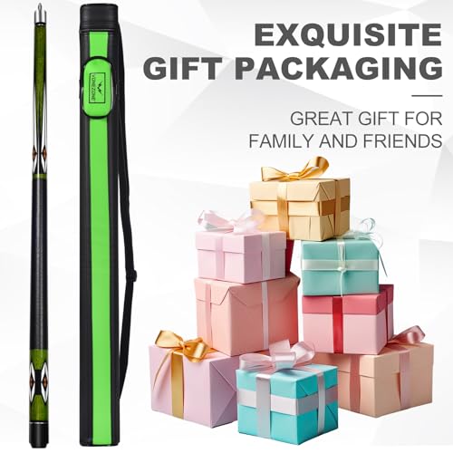 Pool Cue Stick,Pro Cue with Hard Case,Pool Sticks for Adults,Womens Pool Cue,Pool Cues for Men,58inch 19-21oz Billiard Stick Pool Cue Set,Pink/Orange/Green - color: Green