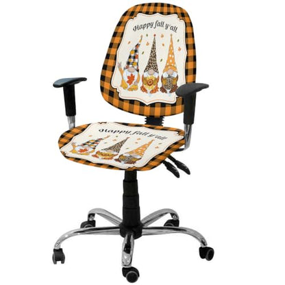 Savannan Office Chair Cover, Fall Sunflower Pumpkin Maple Leaf Leopard Dwarf Protective Stretch Elastic Universal Cover for Desk Task Chair,Computer Rotating Chair 1 Pcs Thanksgiving Orange Check