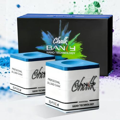 Banly Pool Cue Chalk, Nano Technology Billiard Chalk for Professional Tournament Standard, Low Dust, Super Dense, Suitable for Snooker/Pool/8-Ball - color: Blue-2 pcs