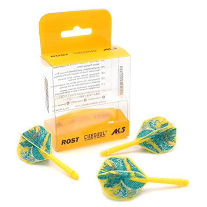 CUESOUL Integrated Dart Shaft and Flights with Four Mythological Symbols Design-Size M 28mm - color: White-Azure Dragon