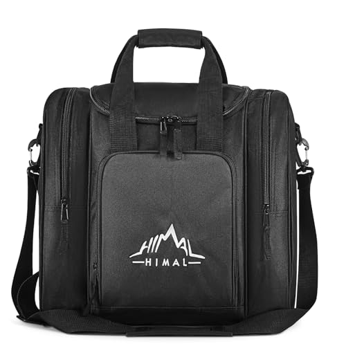 Himal Bowling Ball Bag for Single Sphere - Bowling Ball Tote Bowler's Bag with Padded Sphere Holder - Fits Bowler's Shoes Up to Mens Size 14 - color: Black