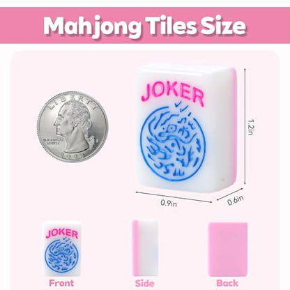 Mahjong Tile Set with 166 Premium Mahjong Tiles, Complete Set with Carrying Bag for Family Game Nights and Friendly Competition