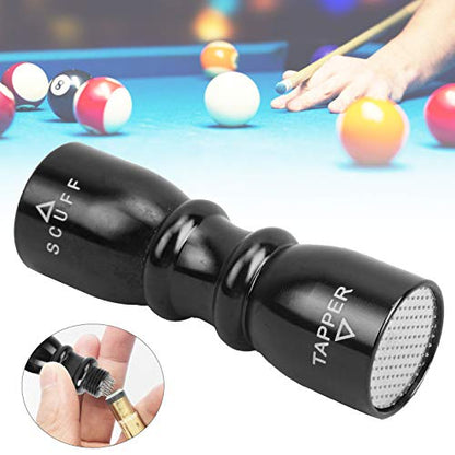 Billiard Pool Cue Tip Shaper, 3 in 1 Billiard Cue Tip Tool Pool Stick Tip Shaper Tapper Stainless Steel Repair Tool Kit(Black)