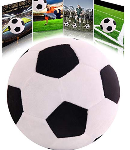 AOQI Plush Soccer Balls - Fluffy Stuffed Toy Soccer Ball Plush Pillow Soft Durable Stuff Soccerball Gift for Kids Boy Baby (Black -White,17.7inch/45cm) - color: Black -White, size: 17.7inch/45cm