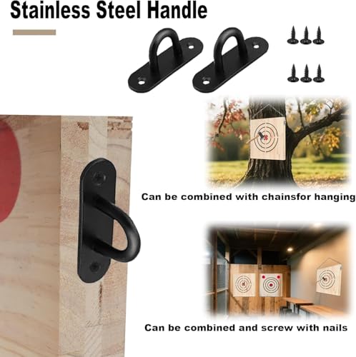 Axe Throwing Wooden Target with Handles & KnifeThrowing with Steel Chain (Wooden Axe Target)