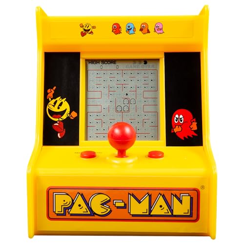 Pac-Man Desktop Arcade – Retro Mini Arcade Game with Classic 8-Bit Gameplay, LCD Screen, Joystick Controls, Battery-Powered, Officially Licensed Pac-Man Merchandise by Fizz Creations.
