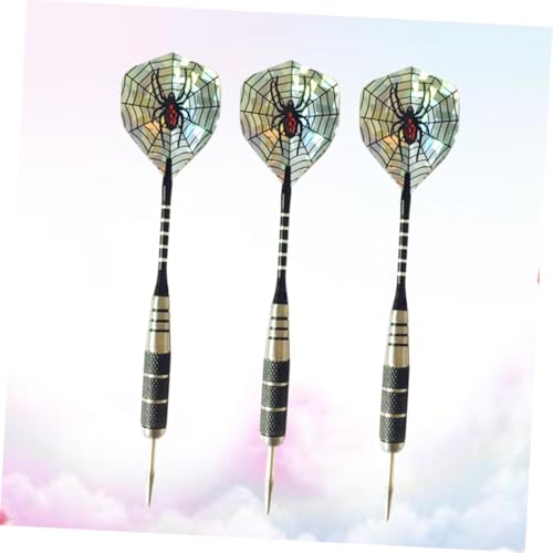 Happyyami 3pcs Professional Aluminum Rod Needle Tip Darts with Spider Pattern Tail Wings Flights for Sports Events and Comfortable for Indoor Outdoor Leisure Use