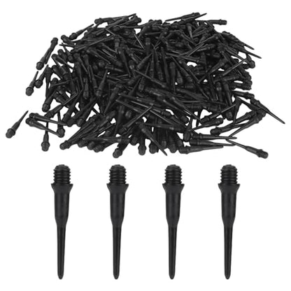 300pcs 2BA Thread Soft Tip Dart Points, Black Plastic Replacement Dart Tips for Dart Board Easy Install Dartboards Accessories