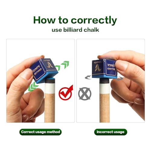 Pro Billiard Pool Cue Chalk 12 Cubes Low Dust for Snooker 8-Ball | Tournament Standard Billiard Chalk, Super Dense Low Dust Formula, 12 Cubes with Portable Storage Box, for Snooker Pool 8-Ball