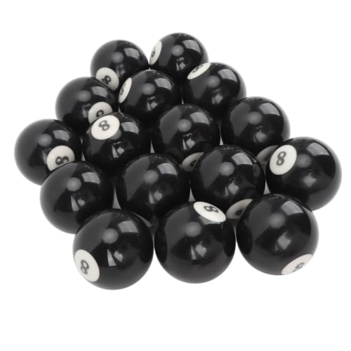 Keenso Billiard Black Eight Ball Set, 16 Pcs 2.3 Inch Pool Eight Ball Resin Billiard 8 Balls