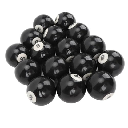 Keenso Billiard Black Eight Ball Set, 16 Pcs 2.3 Inch Pool Eight Ball Resin Billiard 8 Balls