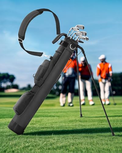 Golf Lightweight Stand Bag, Portable Golf Carry Bag with Insulated Cooler Pocket, Easy to Carry and Ideal for Driving Range, Pitch n Putt, Par 3, Executive Courses - color: Black