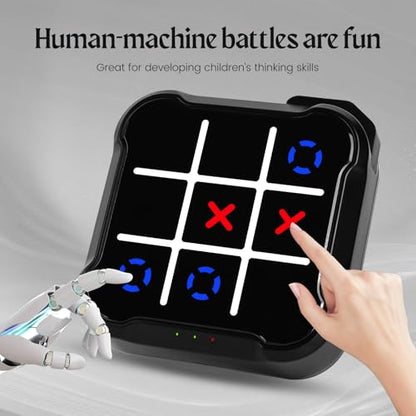 Tic Tac Toe, 4 in 1 Handheld Educational Game Machine, Electronic Tic Tac Toe Game for Education and Memory Growth, Home, Toy Board Game for Kids and Adults (Black) - color: Black