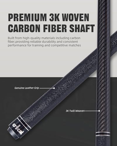 CRICAL Carbon Fiber Pool Cue with Stick Low Deflection Shaft - 58 Inch Billiard Cue Stick with Cowhide Grip & 3K Weave Design, 12.5mm Tip, Fixed Weight (19oz), 3/8x8 Joint – Ideal for Players - color: CL-VP-1-set3