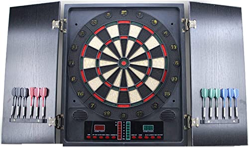 Electronic Dart Board Cabinet Set, with Integrated Scoreboard, Dart Storage for 12 Darts, Professional Darts Machine for Adults