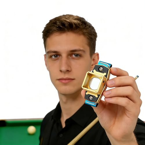 Magnetic Billiard Chalk Holder with 3 Finger Billiard Glove, Aluminum Alloy Pool Cue Chalk Case, Strong Magnet, Portable Billiards Accessories for Pool Cue Players,Square Charlk Box - color: Golden