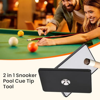 Changor Billiard Stick Tip Shaper, Snooker Pool Cue Tip Aluminum Made Steel Matte Pool Cue Tip Shaper Billiard Pool Cue Accessories Tool, 3.54 * 2.24 * 0.20 inch