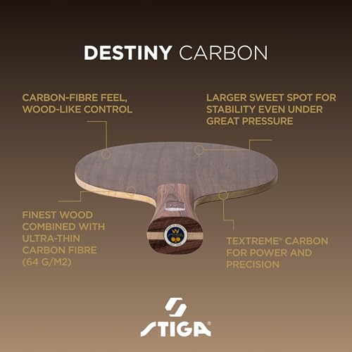 Stiga Destiny Carbon Offensive Table Tennis Blade, Round Shape for Advanced Players Seeking Speed, Control