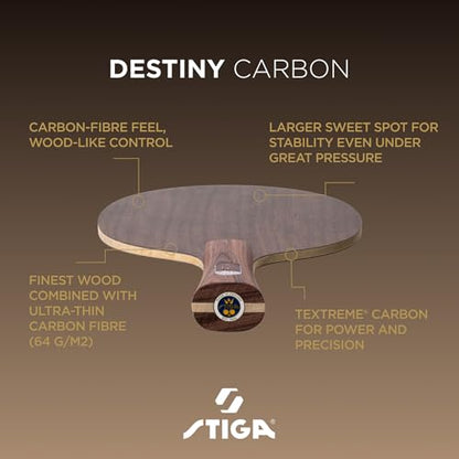 Stiga Destiny Carbon Offensive Table Tennis Blade, Round Shape for Advanced Players Seeking Speed, Control