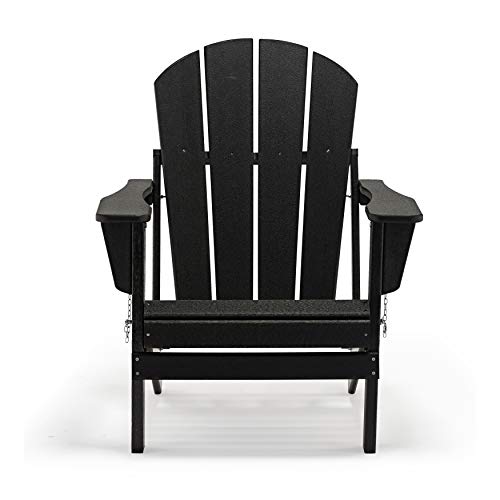 WestinTrends Malibu HDPE Outdoor Patio Folding Poly Adirondack Chair, Black - color: Black, size: 1 Chair