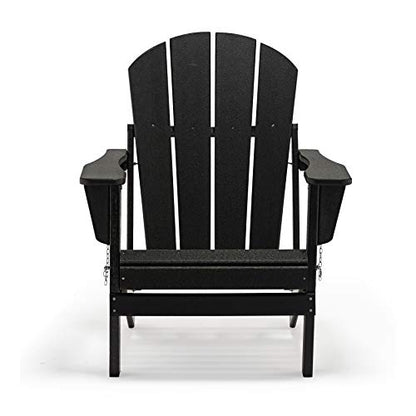 WestinTrends Malibu HDPE Outdoor Patio Folding Poly Adirondack Chair, Black - color: Black, size: 1 Chair