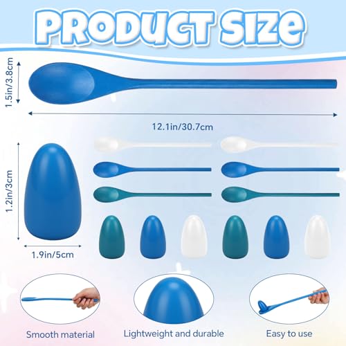 Simgoing 12 Pcs Egg and Spoon Race Game Set, Wooden Balance Relay Outdoor Yard Game for Family Easter Day Carnival Birthday Field Activity(Blue) - color: Blue