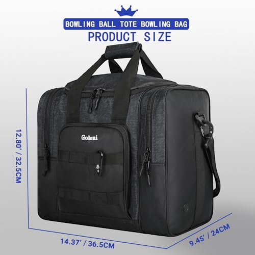 Goloni 1 Ball Bowling Bag for Men, Durable Bowling Tote with Padded Holder & Ventilated Shoe Compartment (Fits Size 14) - color: Dark Grey