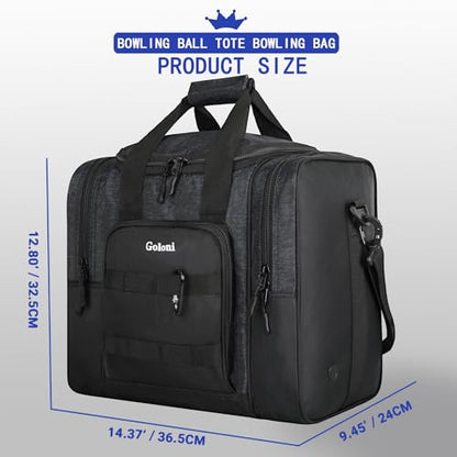 Goloni 1 Ball Bowling Bag for Men, Durable Bowling Tote with Padded Holder & Ventilated Shoe Compartment (Fits Size 14) - color: Dark Grey